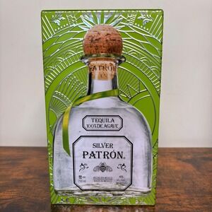 Patron Silver Tequila Limited Edition Tin Bottle Holder Green Silver 750ml Box